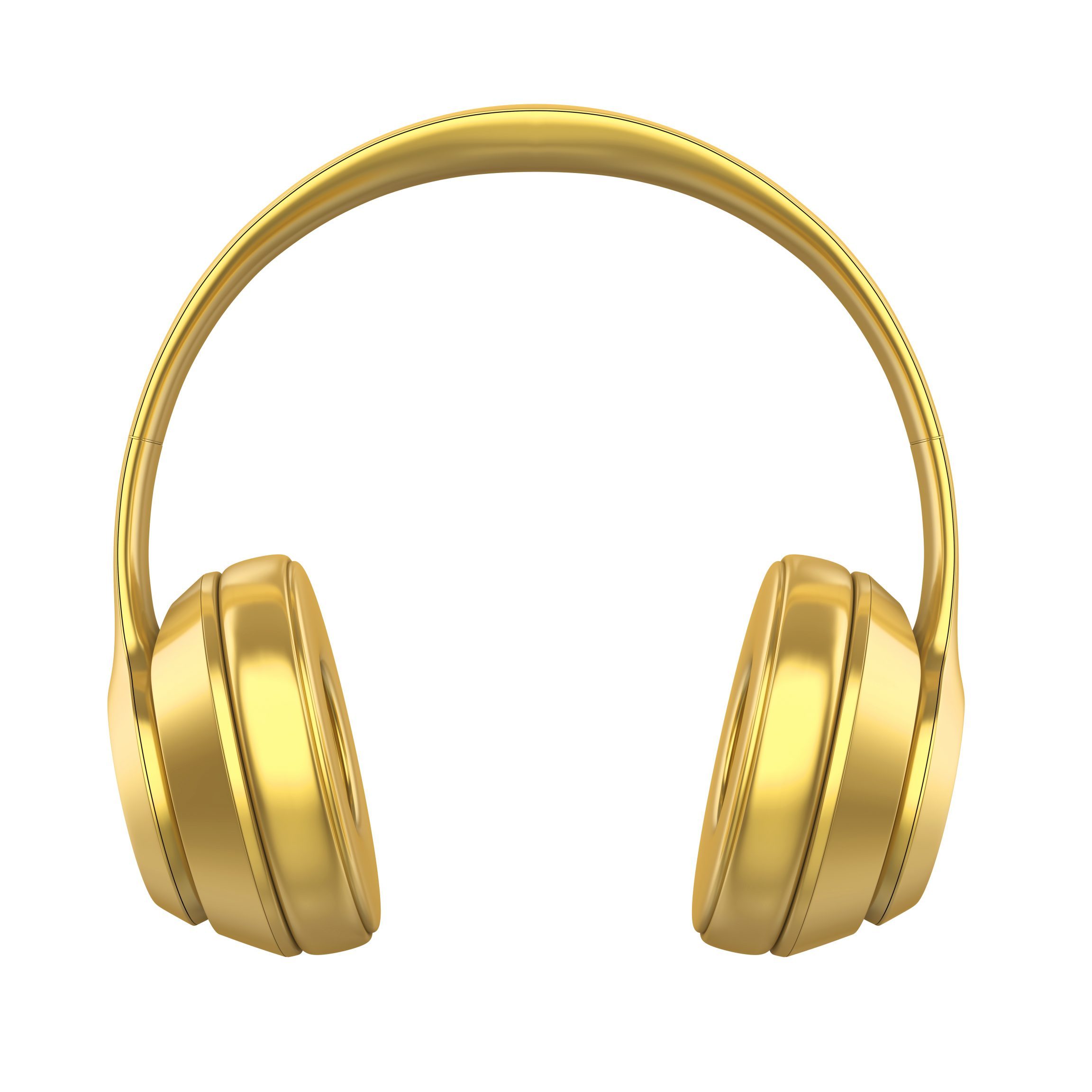 Golden,Headphones,Isolated.,3d,Rendering
